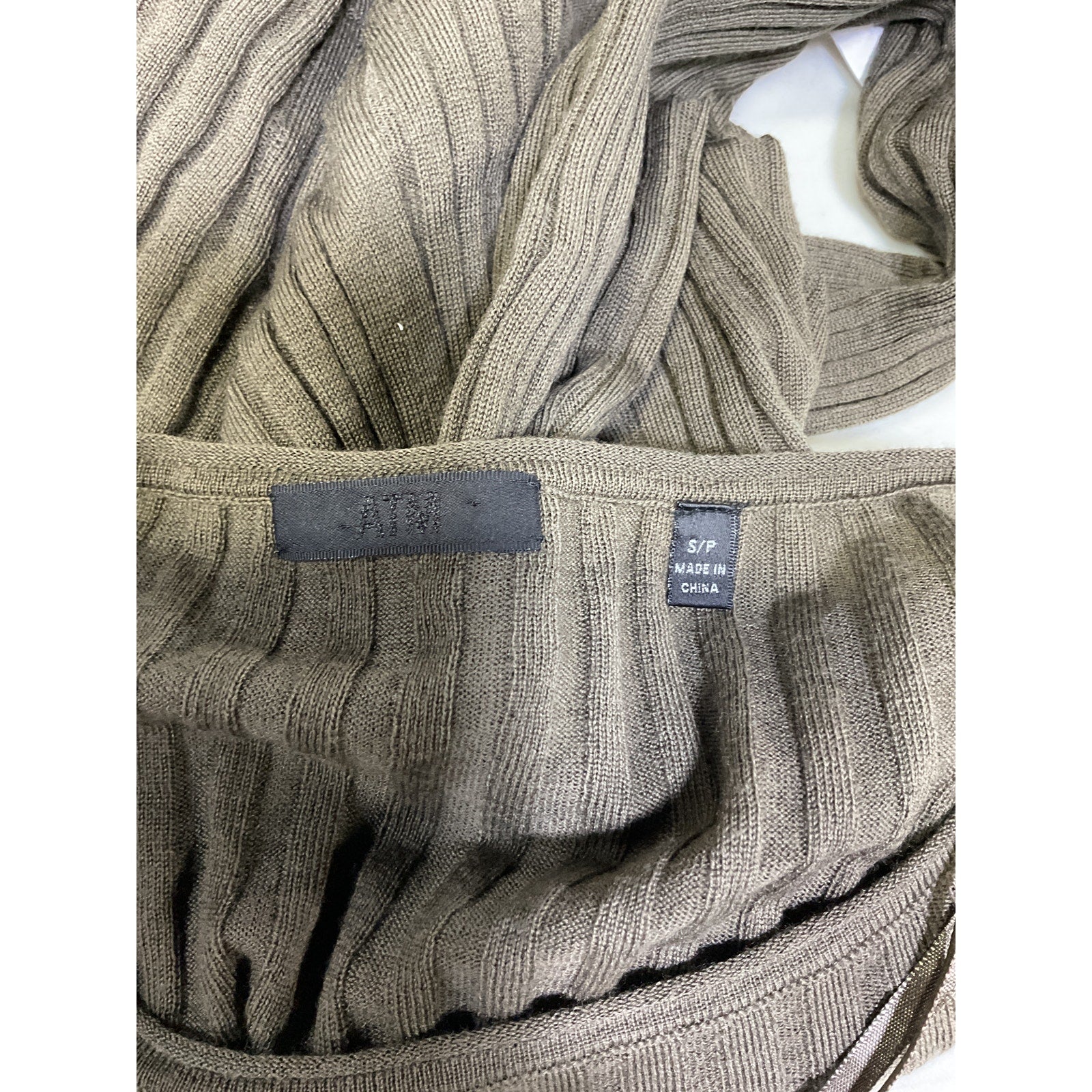 Atm Anthony 'Thomas Melillo' Green  Cropped Ribbed Wool Sweater Size S