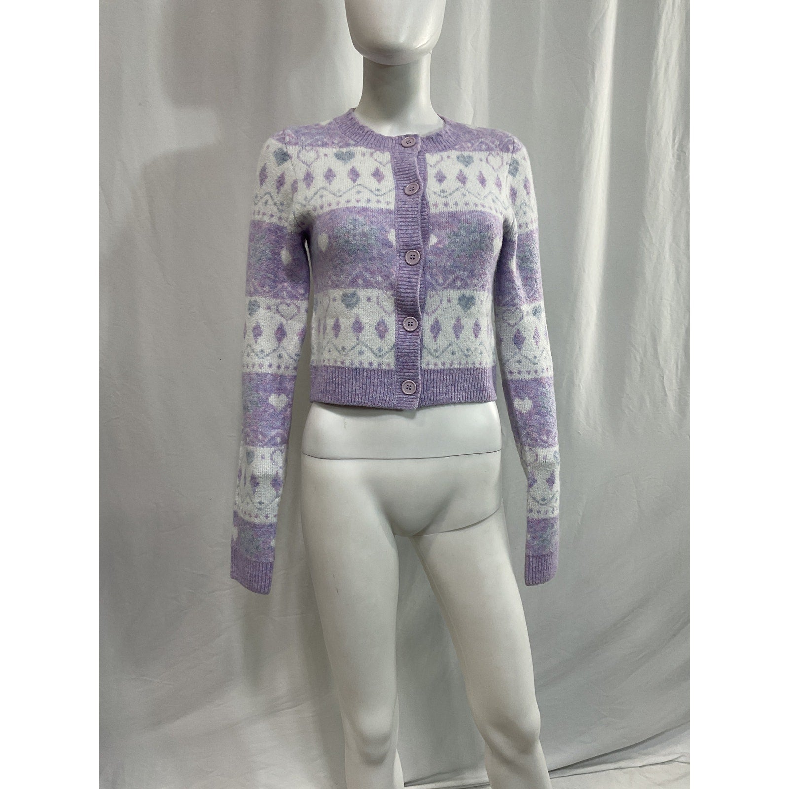 Majorelle 'Marnie' White Fair Isle Cardigan Size XS