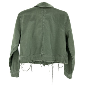 Mother Cropped Green Veteran Cotton Graphic Jacket Size L