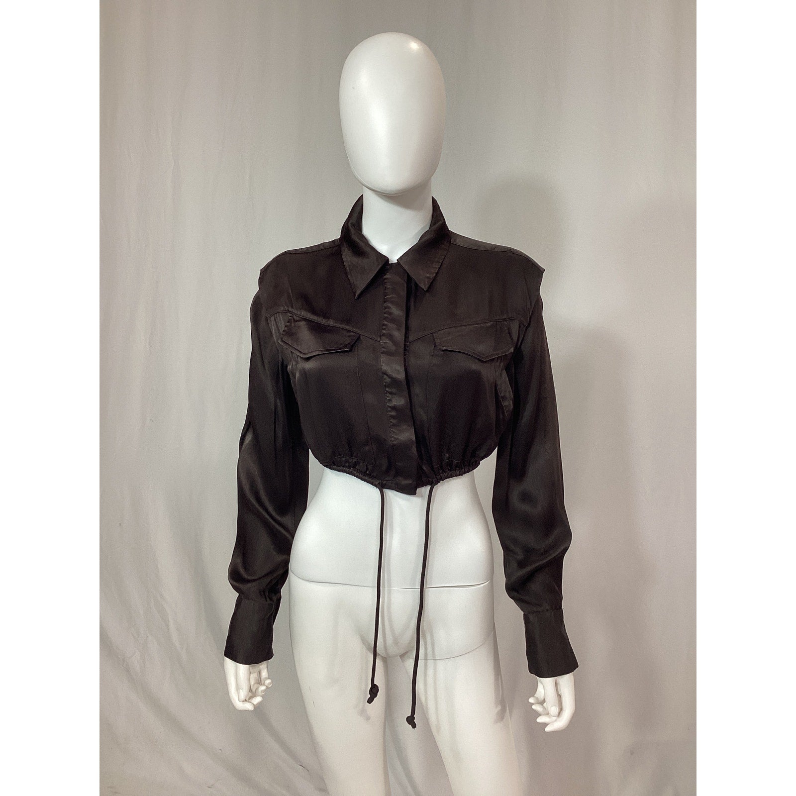 L'Academie 'Jace' Brown Satin Blouse Size XS