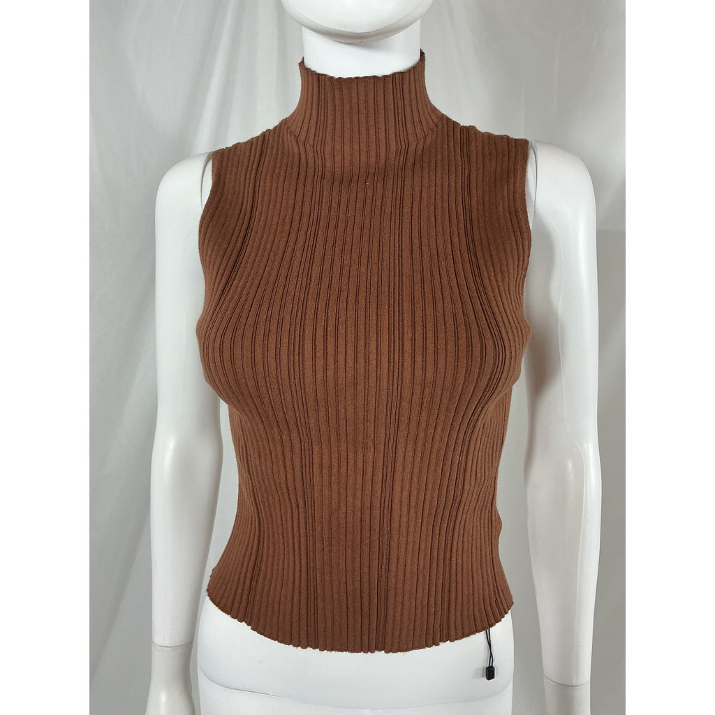 House Of Harlow 1960 X Revolve 'Katerina' Brown Cotton Sleeveless Turtleneck Top Size S