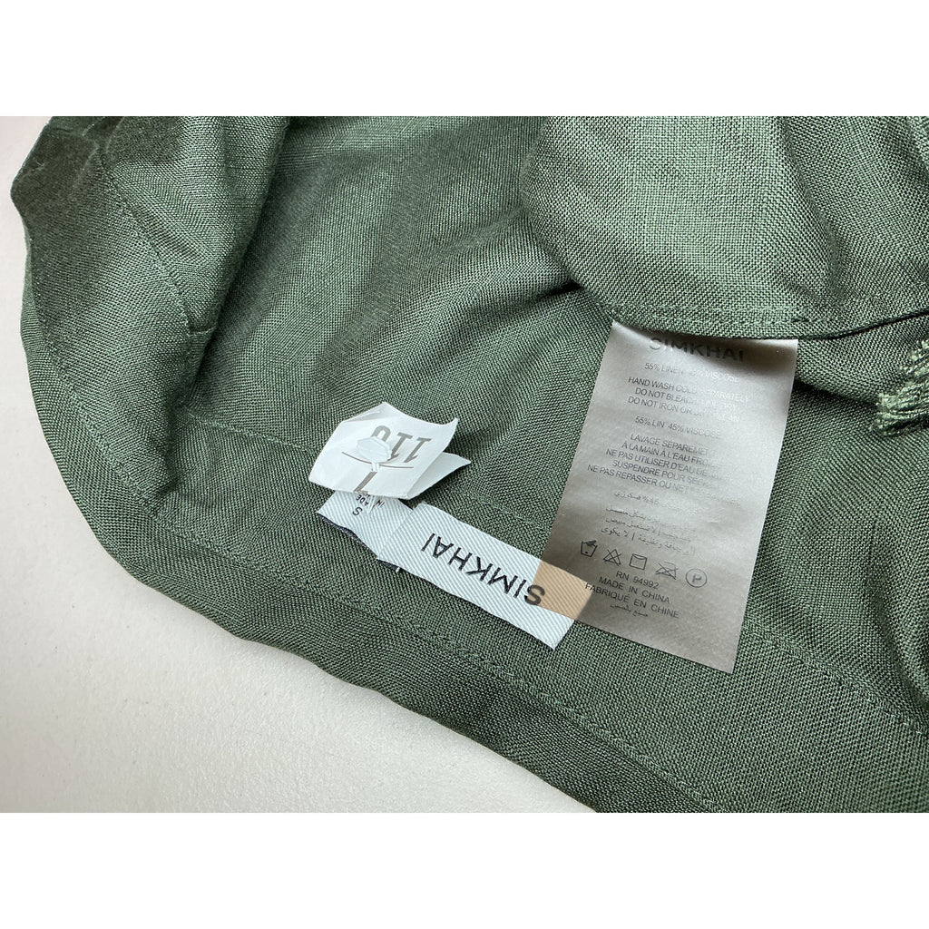 Simkhai 'Solange' Green Linen Cropped Shirt Size S