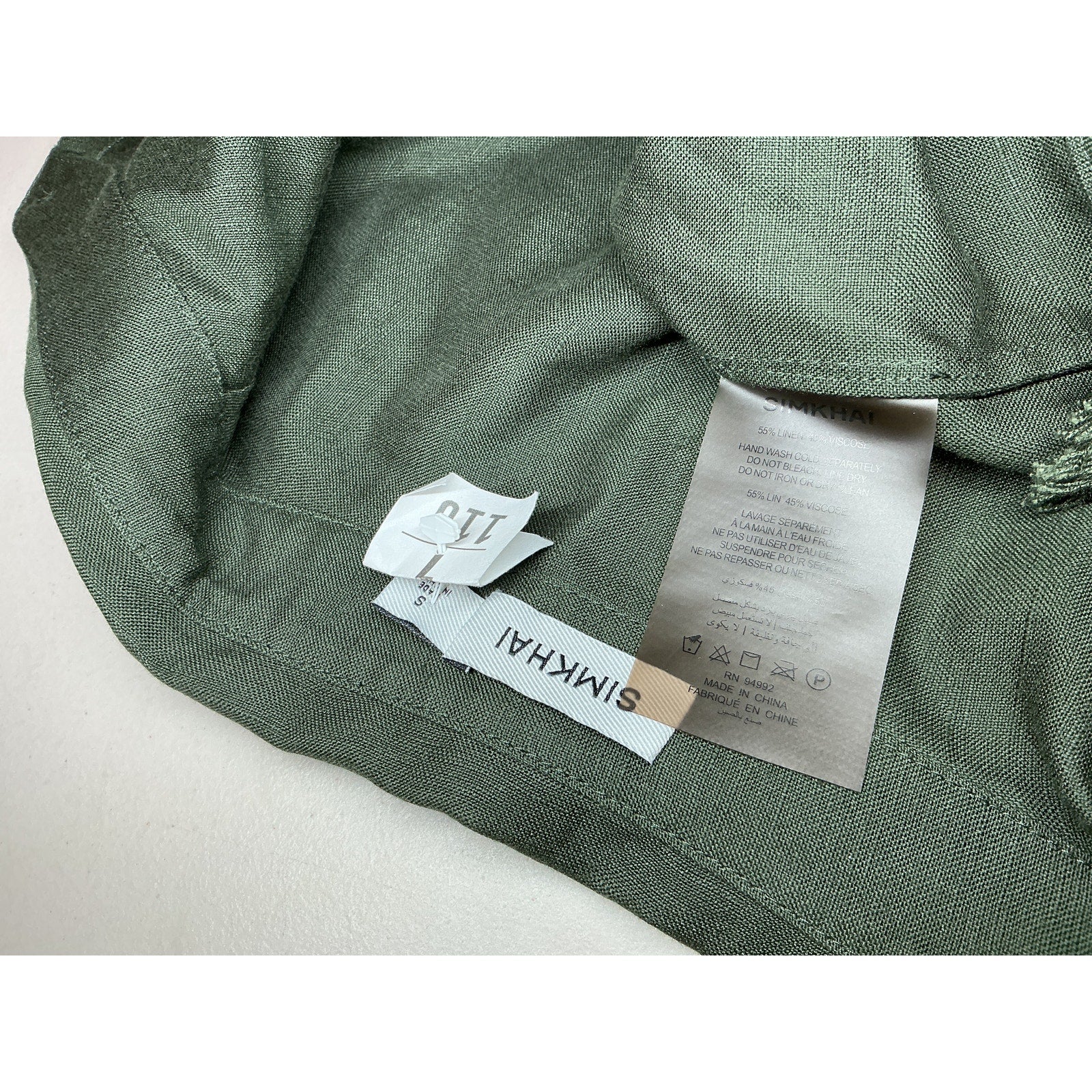 Simkhai 'Solange' Green Linen Cropped Shirt Size S