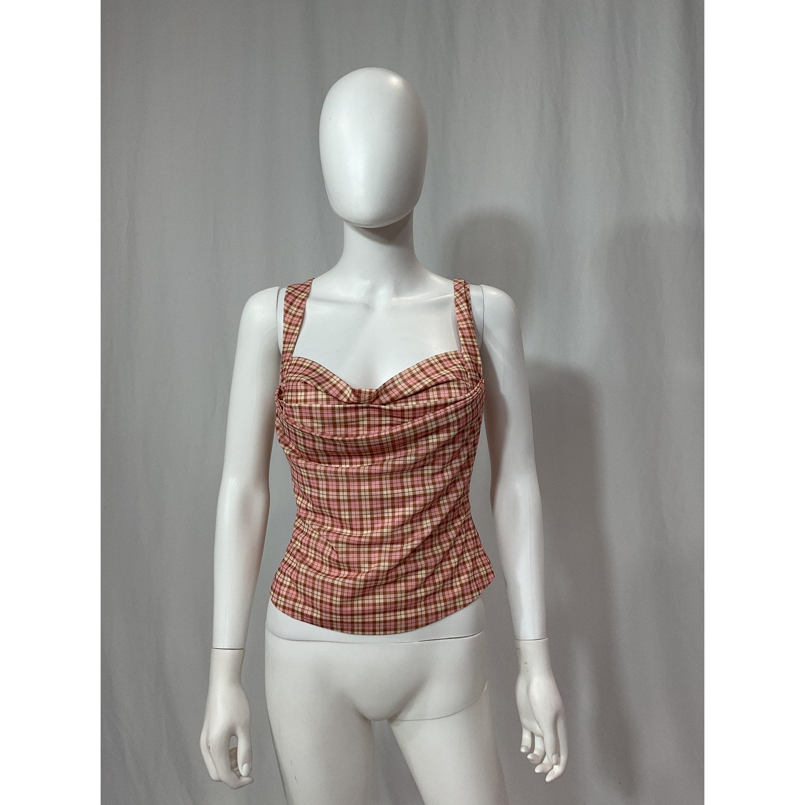 Miaou 'Imogene' Pink Corset Cowl Neck Top Size M