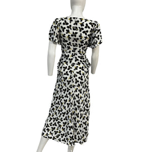 Diane Von Furstenberg Floral White Aurora Graphic Flower Dress Size 2