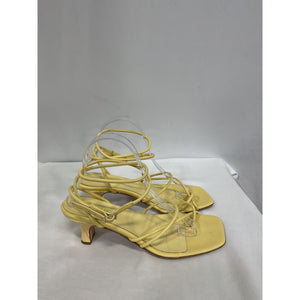 Paris Texas 'Betty' Tan Leather Buckle Sandal Size 9