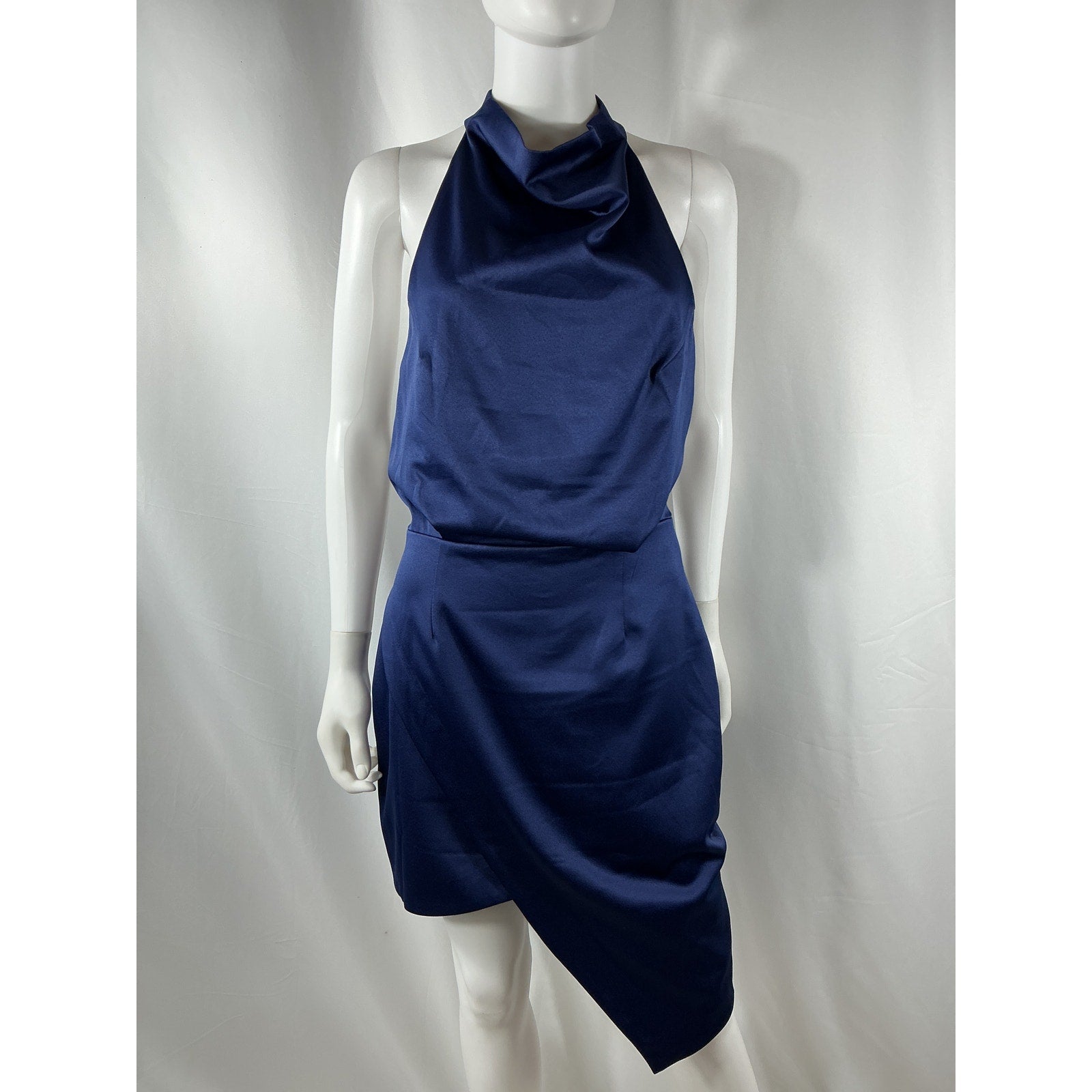 Elliatt 'Camo' Blue Polyester Asymmetric Satin Cocktail Dress Size M