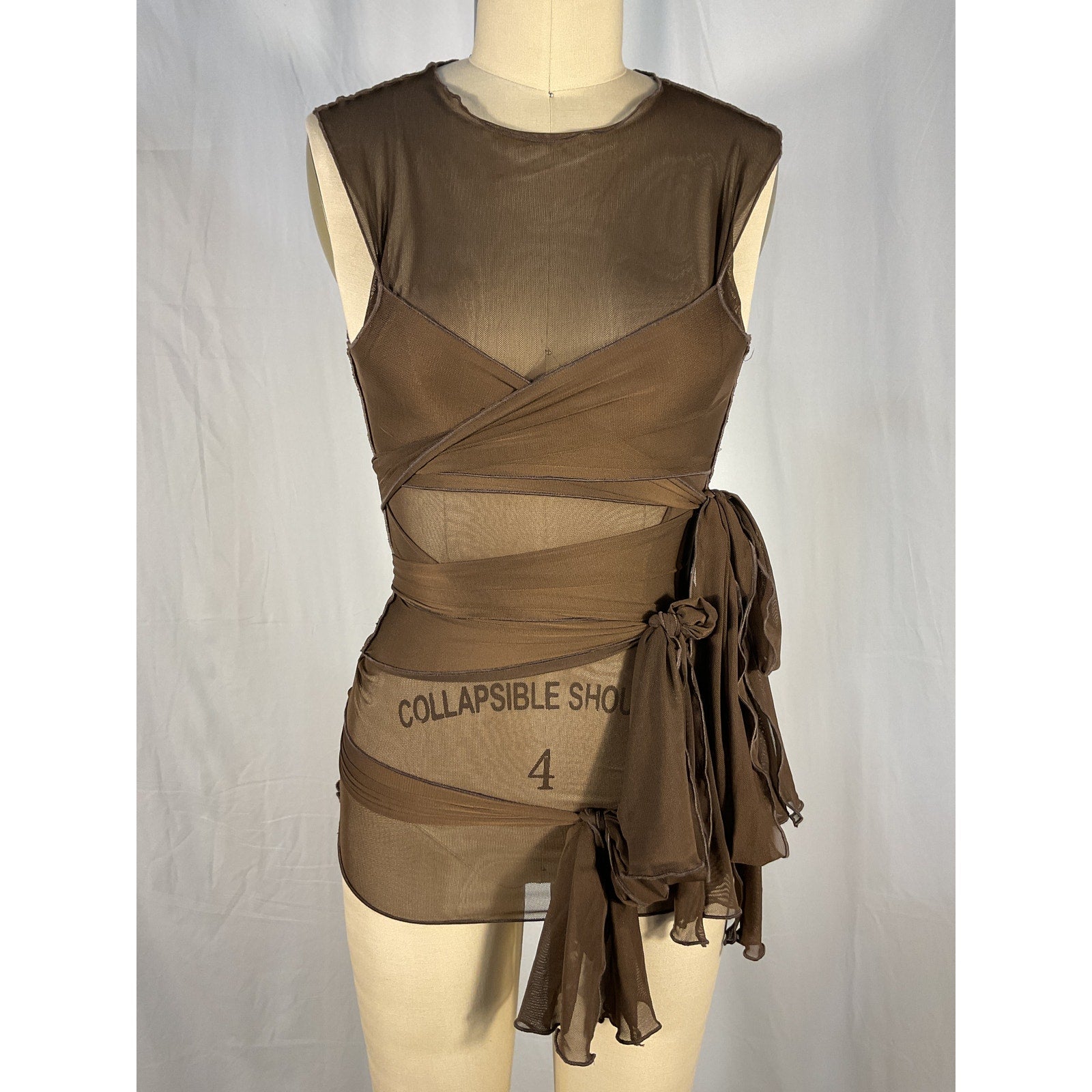 Kim Shui Jersey Brown Tie Top Size S