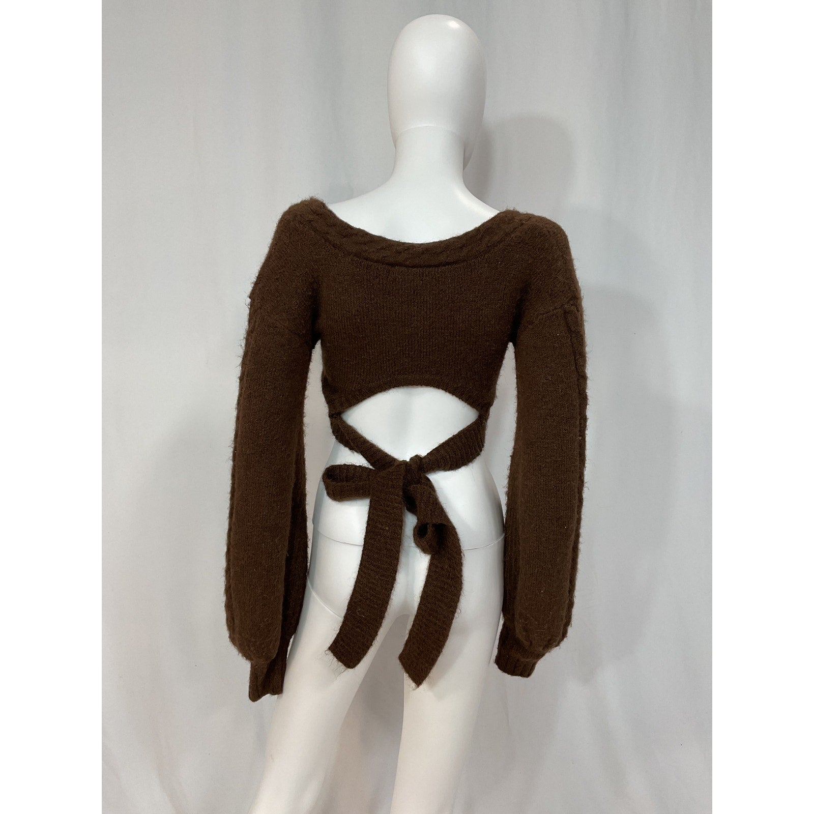 For Love & Lemons 'Amelia' Brown Crop Sweater Size XS