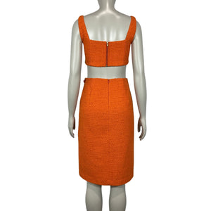 Sau Lee Textured Orange Aubrey Skirt Set Size 6