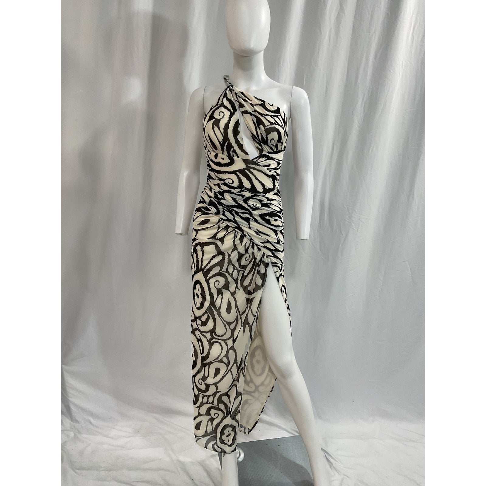 Nicholas 'Drue' White Draped Asymmetrical One Shoulder Midi Dress Size 4
