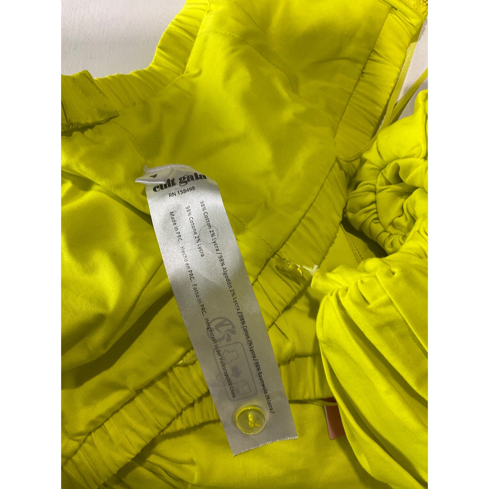 Cult Gaia 'Carly' Yellow Polyester Top Size 4 - NWT