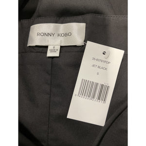 Ronny Kobo Ruched Black Carmine Midi Dress Size SNWT