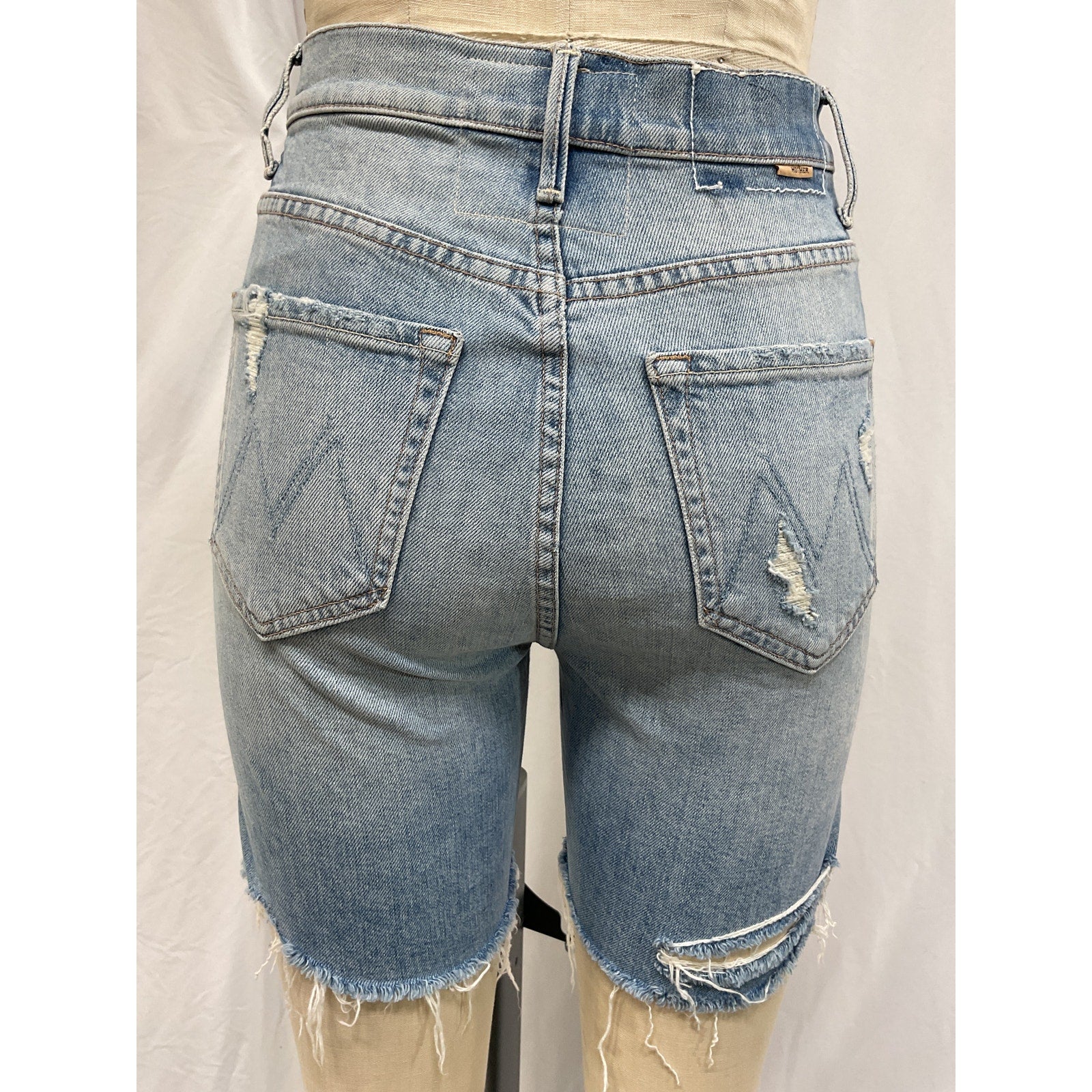 Mother High Waisted 'Smokin' Blue Denim Fray Short Size 25