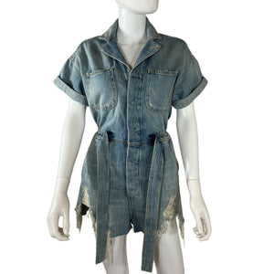 R13 Distressed Blue Mick Romper Size XS