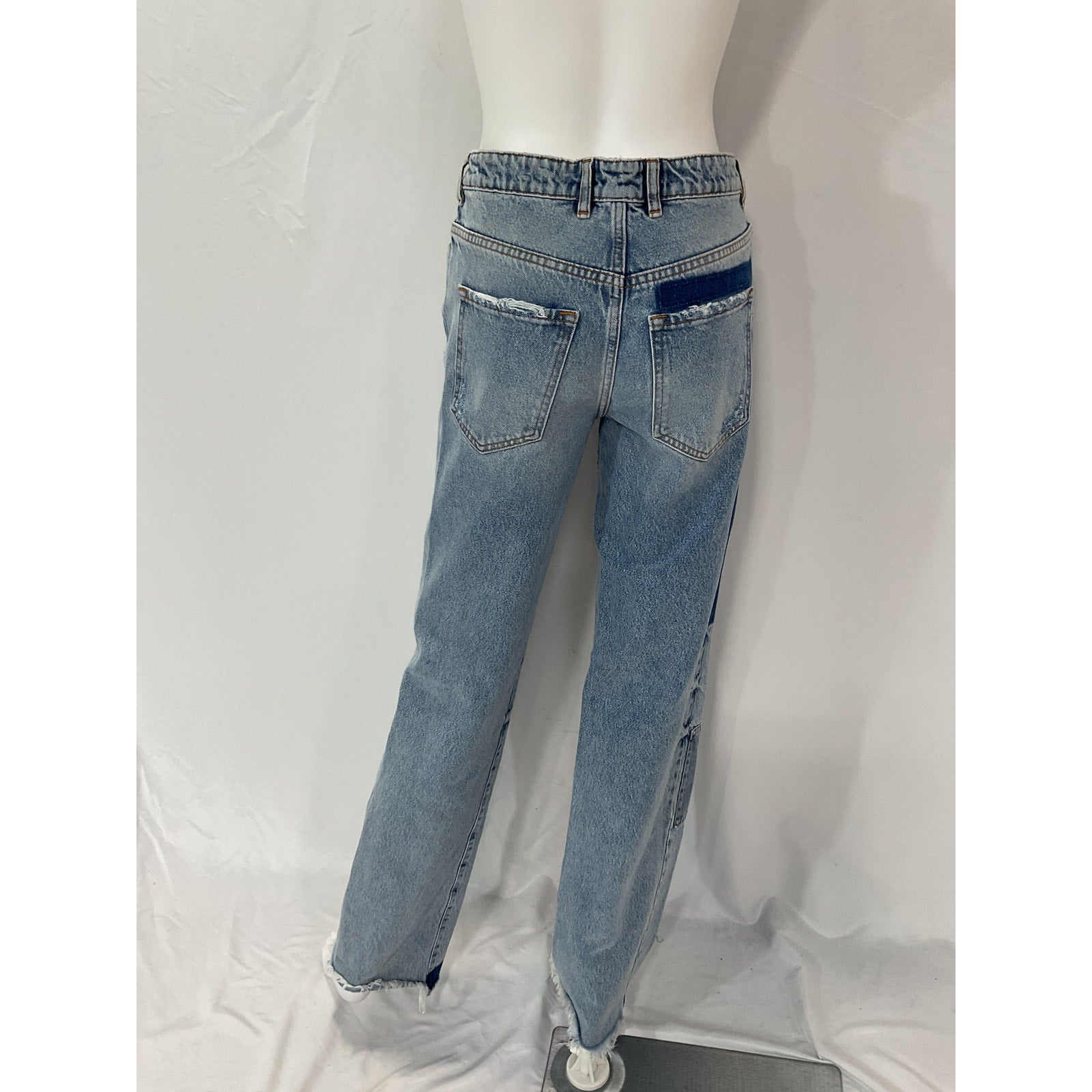 Ser.O.Ya 'Heidi' Blue Straight Leg Patch Denim Jean Size 26