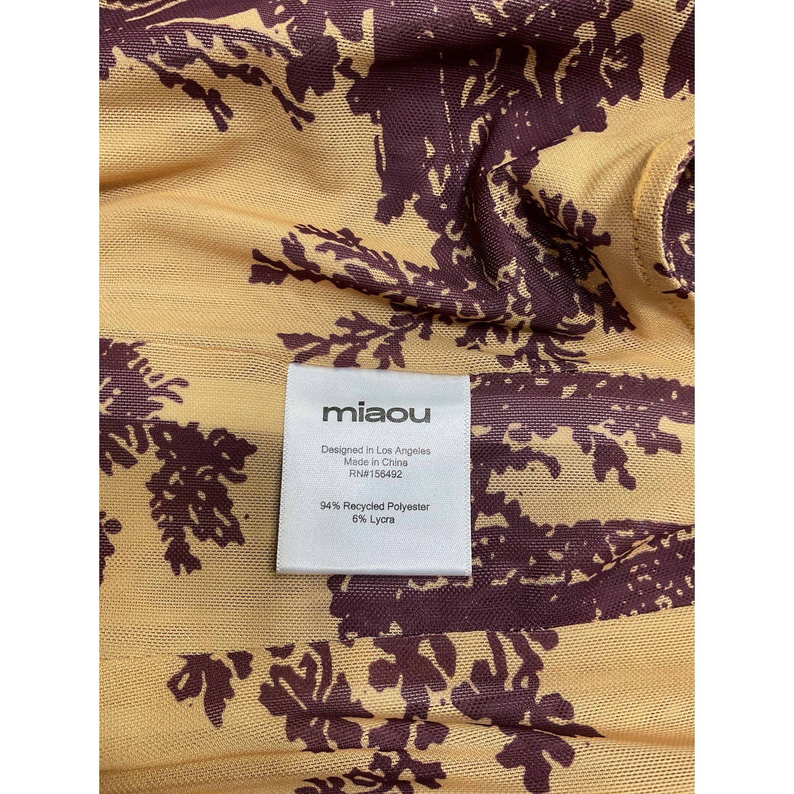 Miaou Printed Yellow Polyester V-Neck Crop Top W/ Tags Size XL - NWT