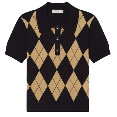 Frame Knit Multicolor Argyle Polo Sweater Size S