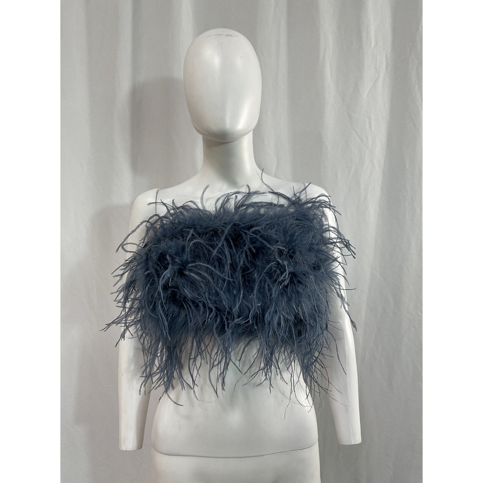 Lamarque 'Zaina' Blue Feather Embellished Top Size S