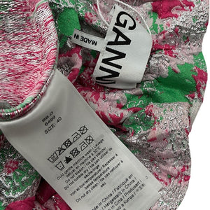 Ganni Floral Multicolor Net Sustain Recycled Jacquard Midi Dress Size 40