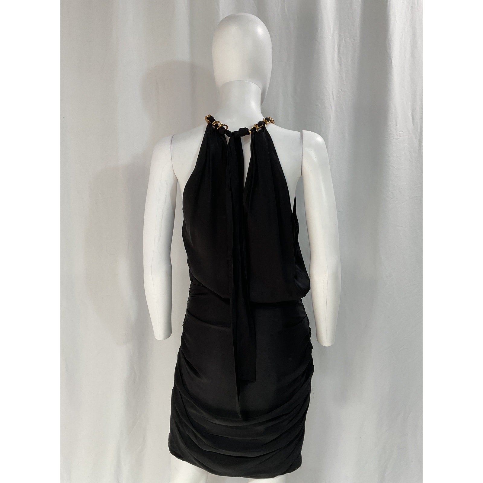 Veronica Beard 'Kalita' Black Halter Neck Chain Link Sateen Mini Dress Size 6