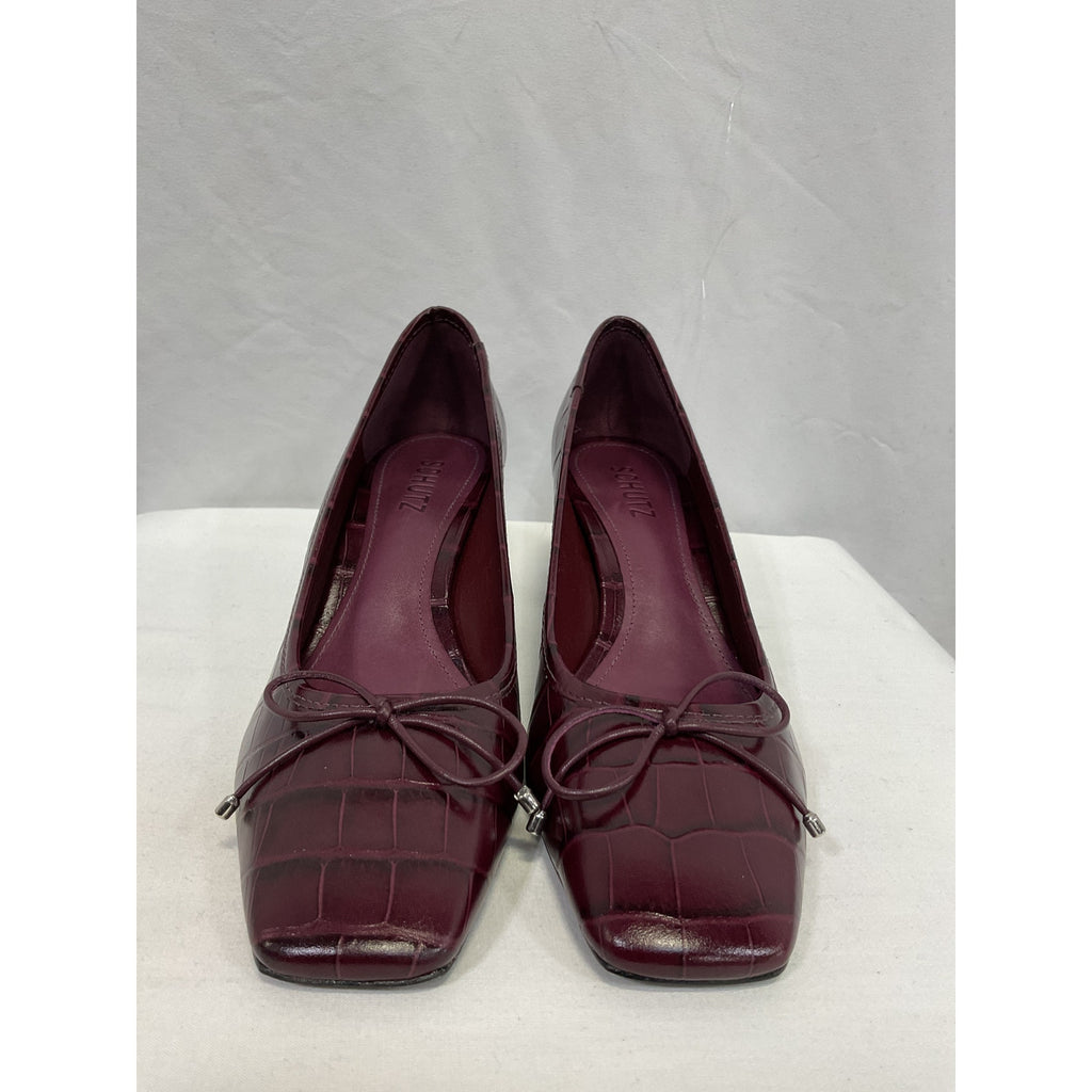 Schutz 'Arissa' Pink Croc Embossed Leather Pump Size 7