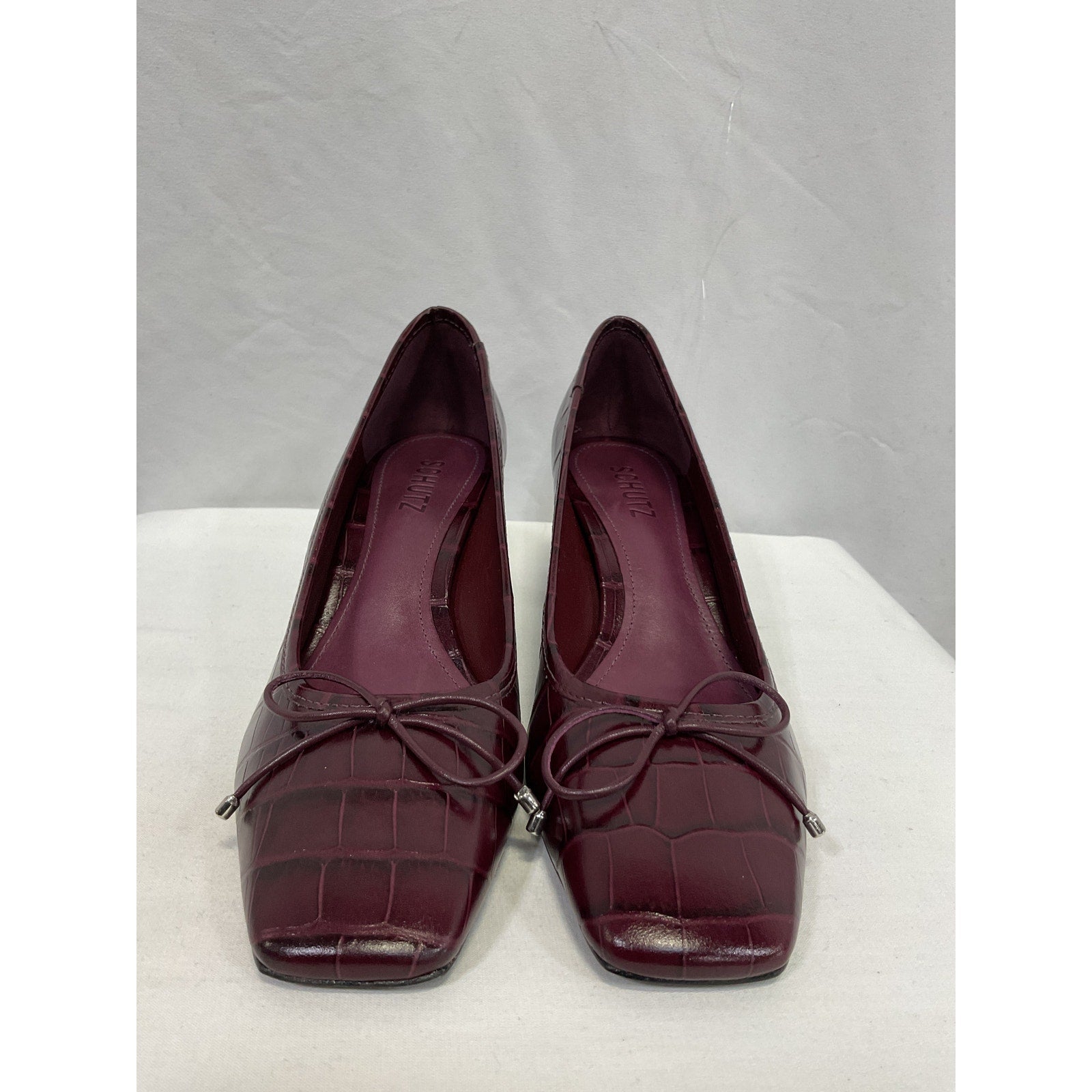 Schutz 'Arissa' Pink Croc Embossed Leather Pump Size 7
