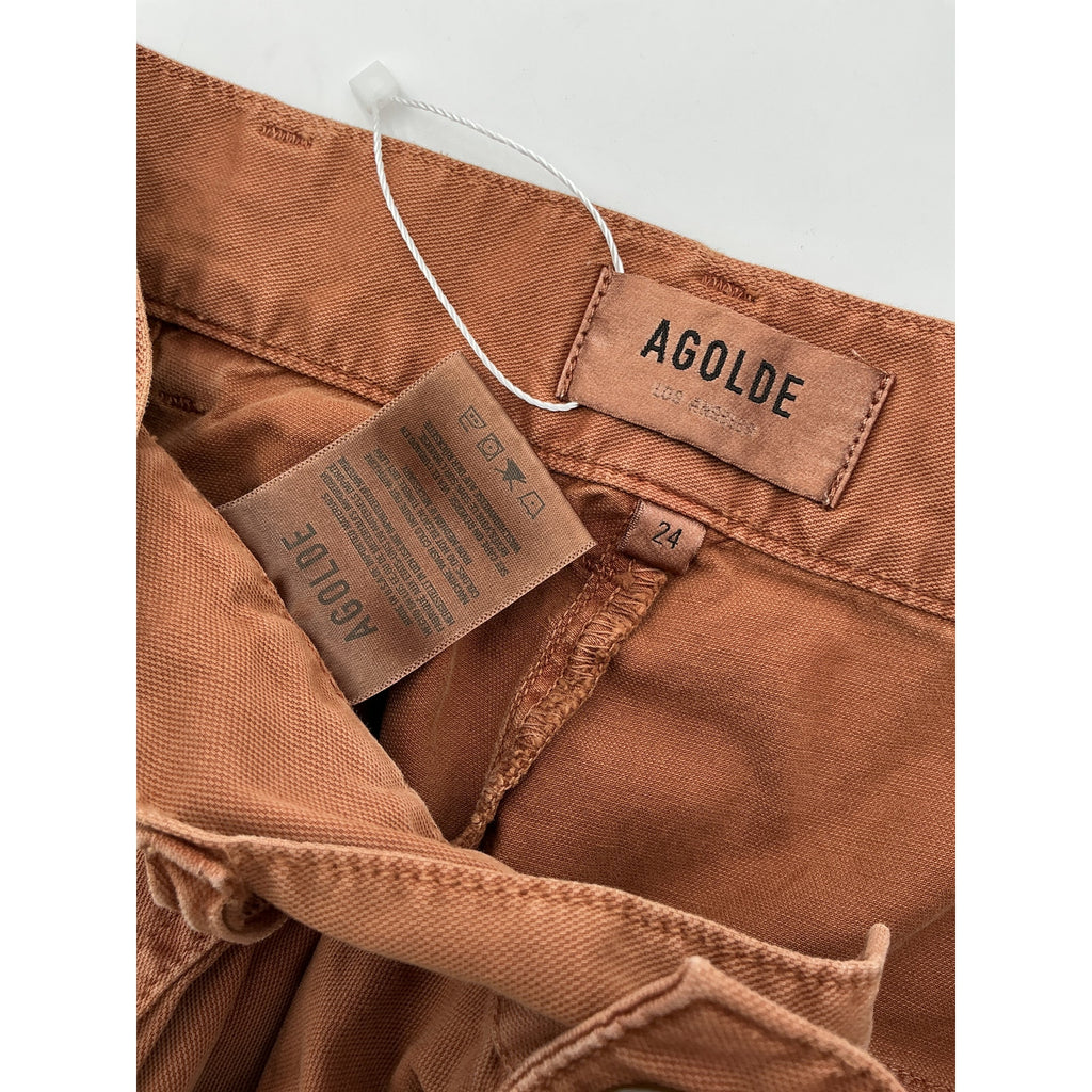 Agolde 'Windowpane' Brown Cotton Pants Size 24