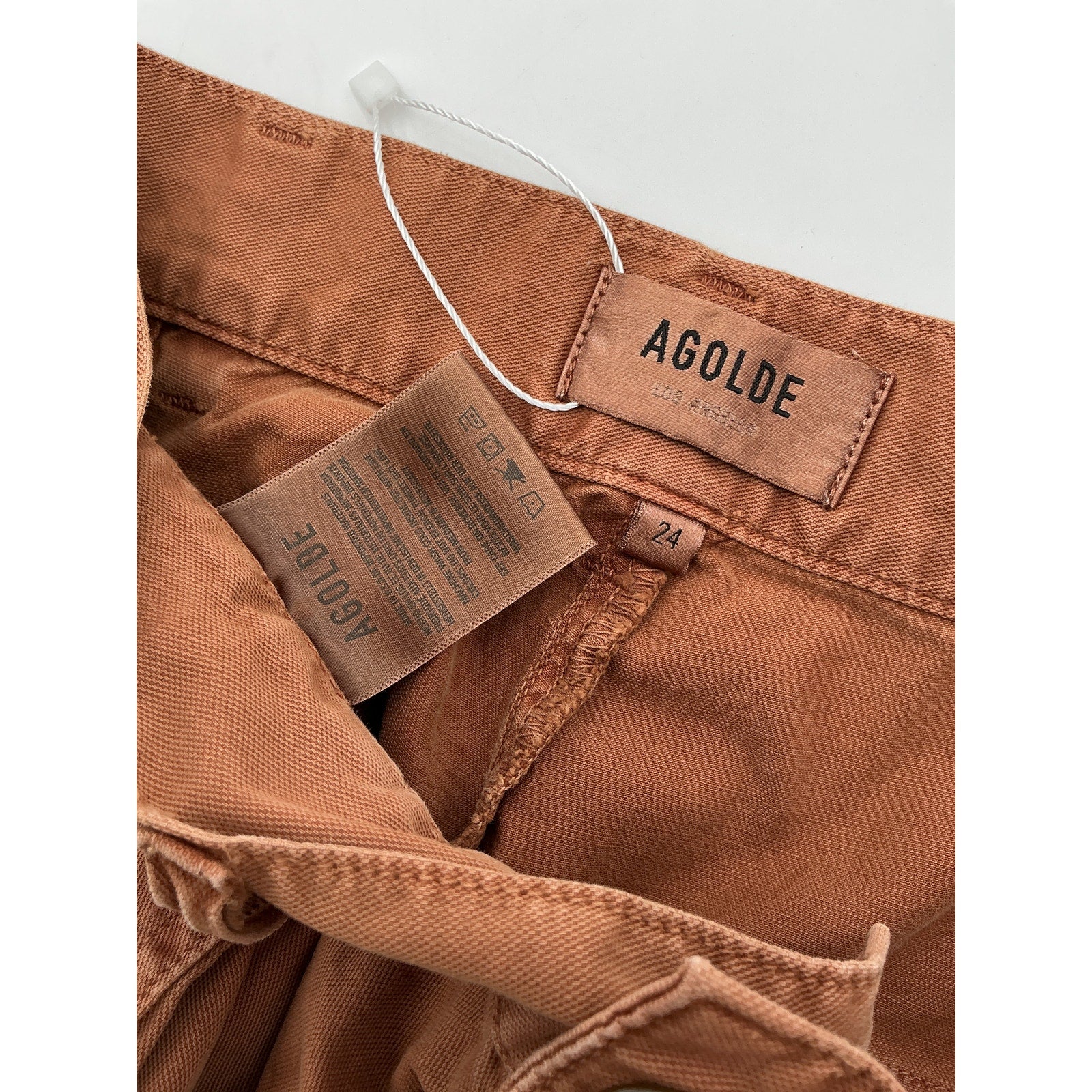 Agolde 'Windowpane' Brown Cotton Pants Size 24