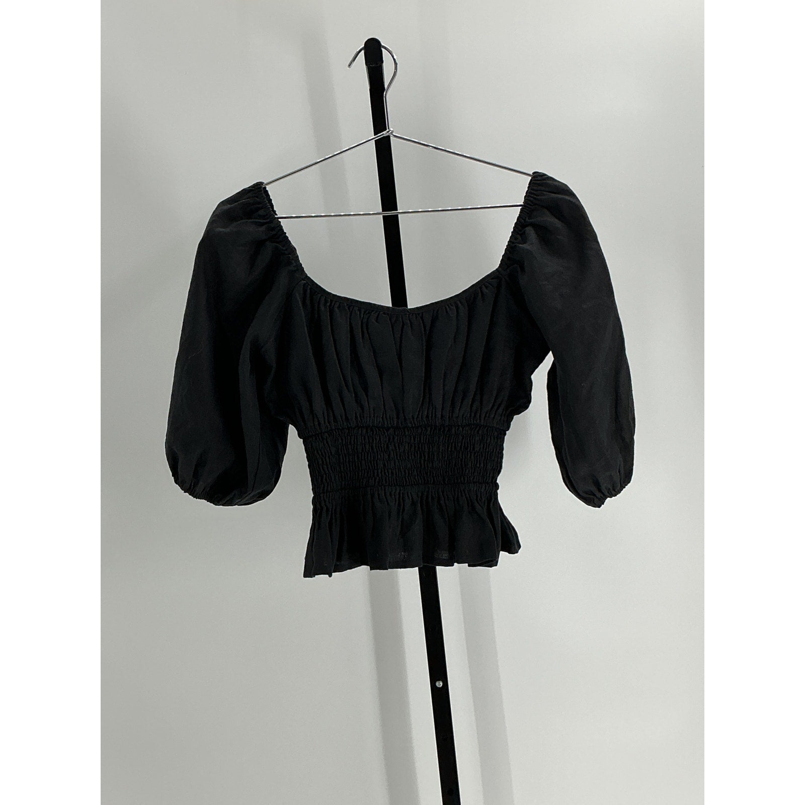 Faithfull The Brand 'Kinsley' Black Linen Top Size M