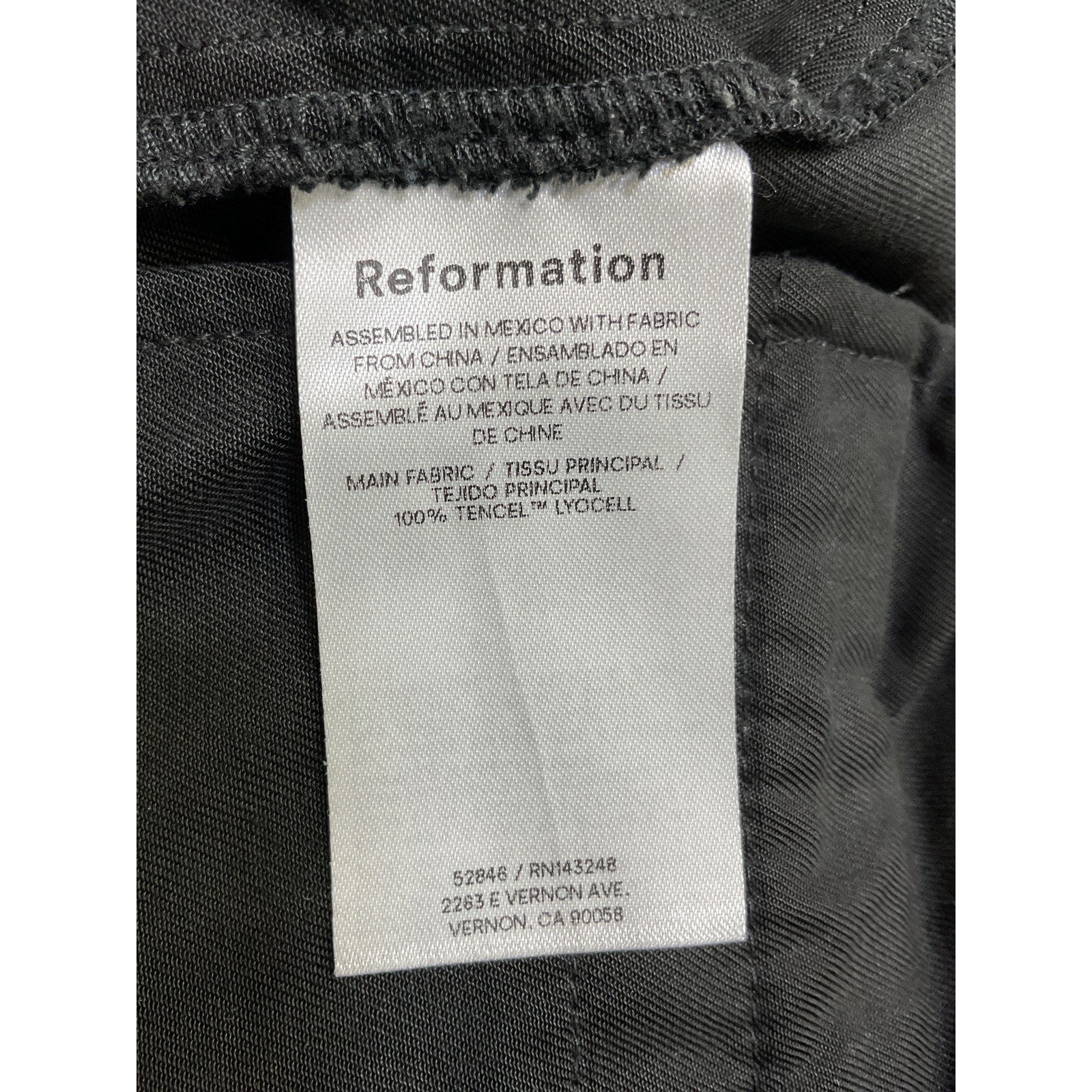 Reformation 'Petites' Black Tencel Lyocell Mason Pant Size 0 / P