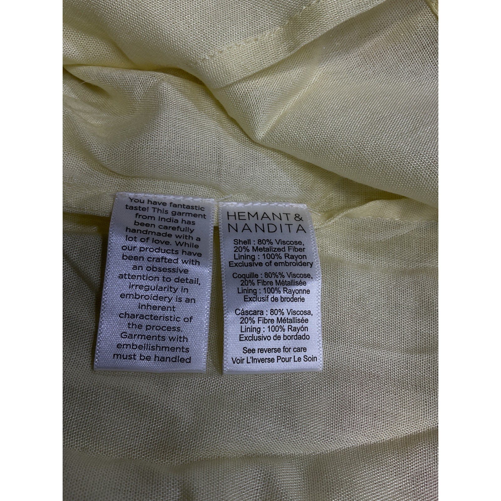 Hemant And Nandita Yellow Short Dress Size XS - NWT