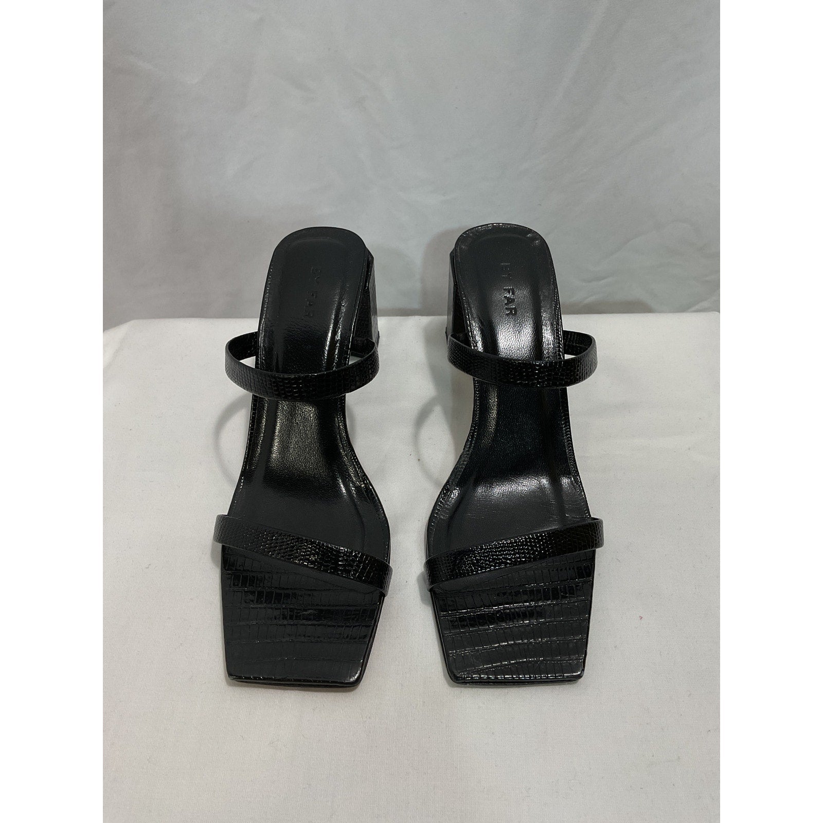 By Far 'Tanya' Black Leather Block Heel Mule Size 7