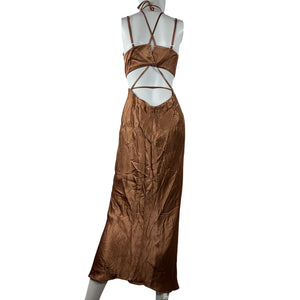 Shona Joy Satin Brown La Lune Dress Size 8