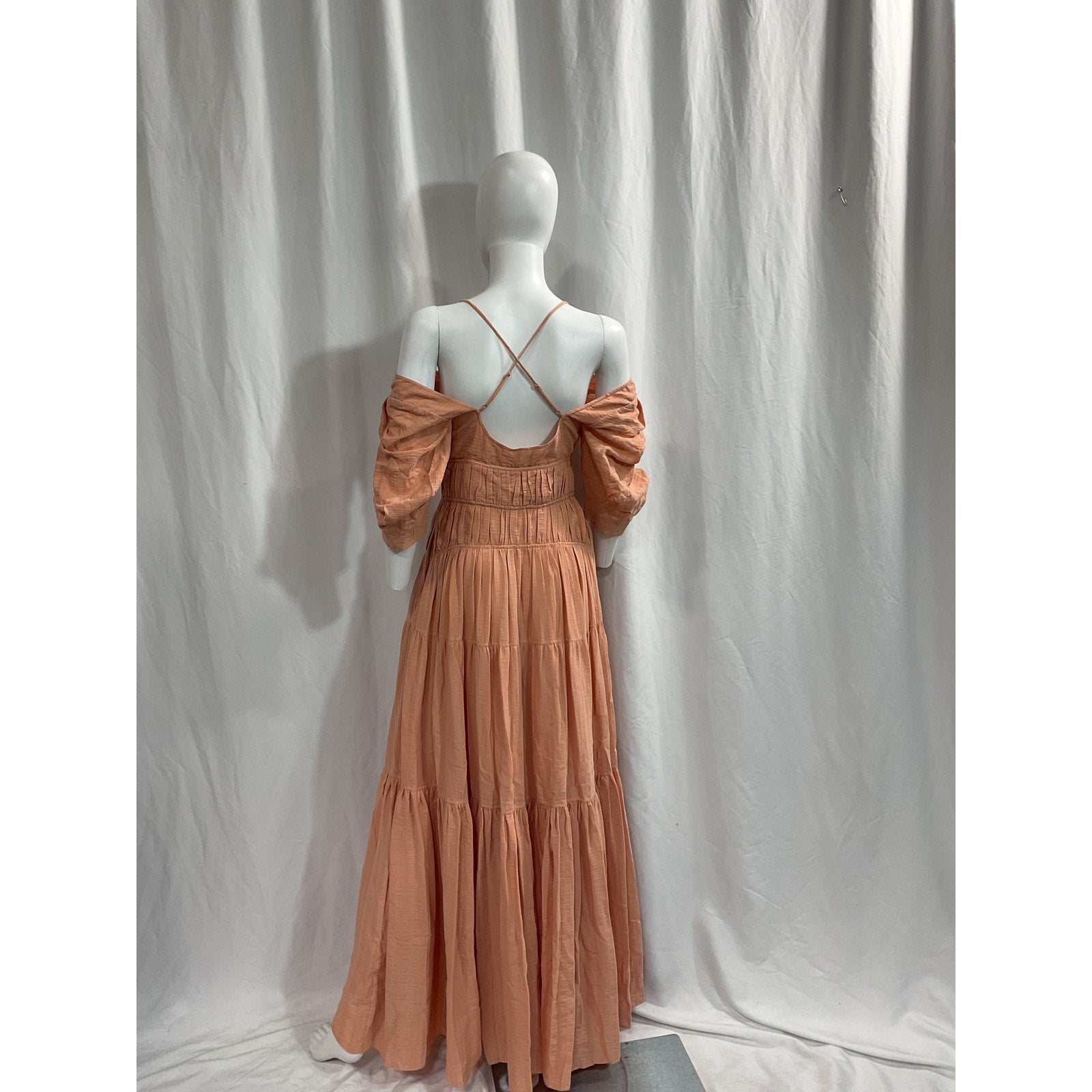 Simkhai Wilder 'Tiered' Pink Cotton-Blend Gauze Maxi Dress Size 2