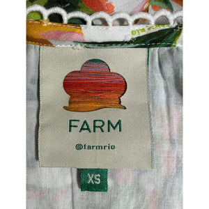 Farm Rio Green 'Biriba' Cropped Round Neck Blouse Top Size XS