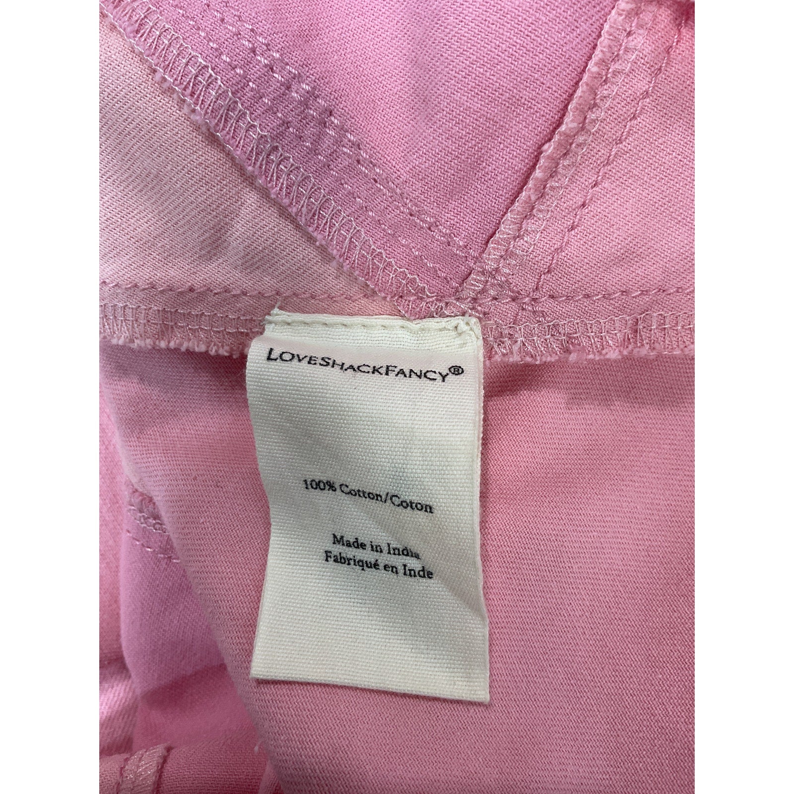Loveshackfancy 'Cayde' Pink Patchwork Denim Skirt Size 2