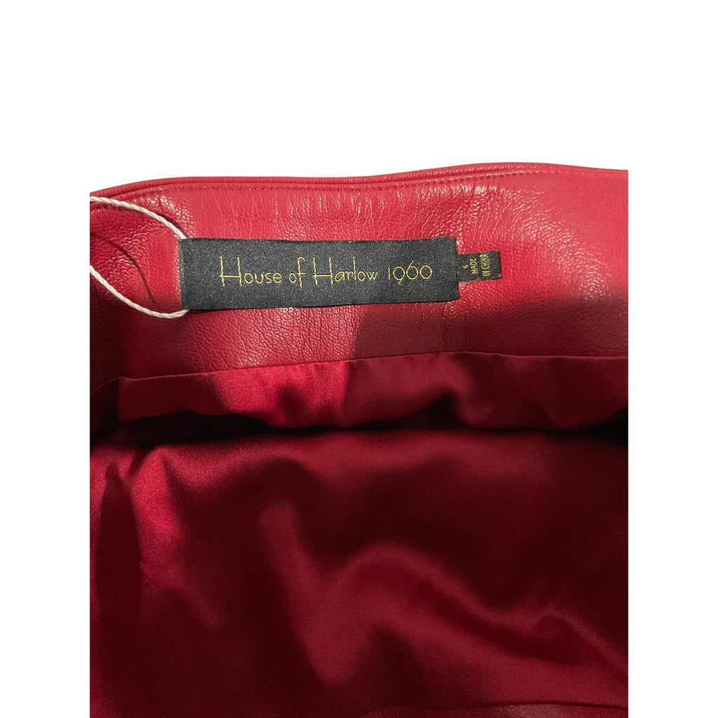 House Of Harlow 1960 x Revolve 'Bordeaux' Red Polyurethane Faux Leather Mini Skirt Size S