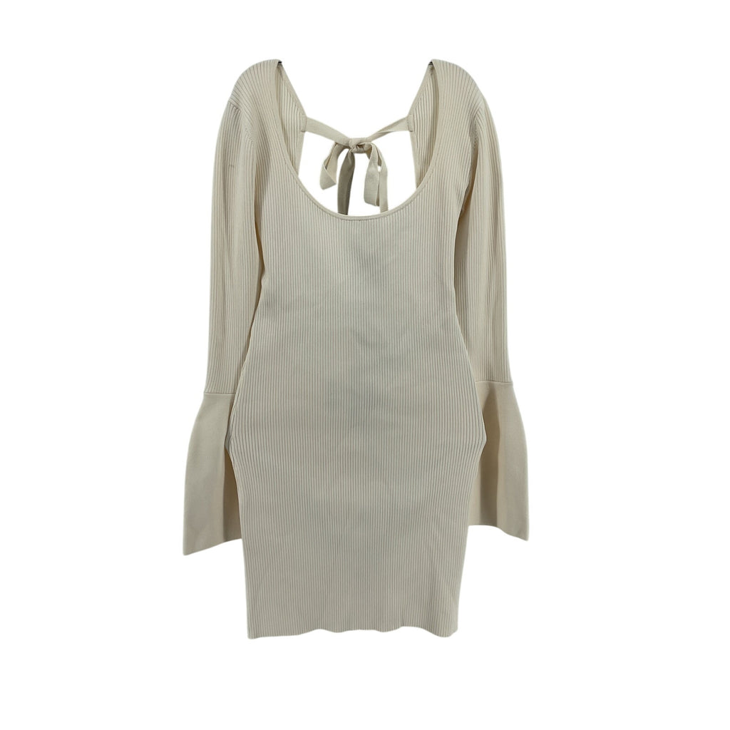 Alexis 'Terza' Cream Rayon Open-Back Ribbed-Knit Mini Dress Size S