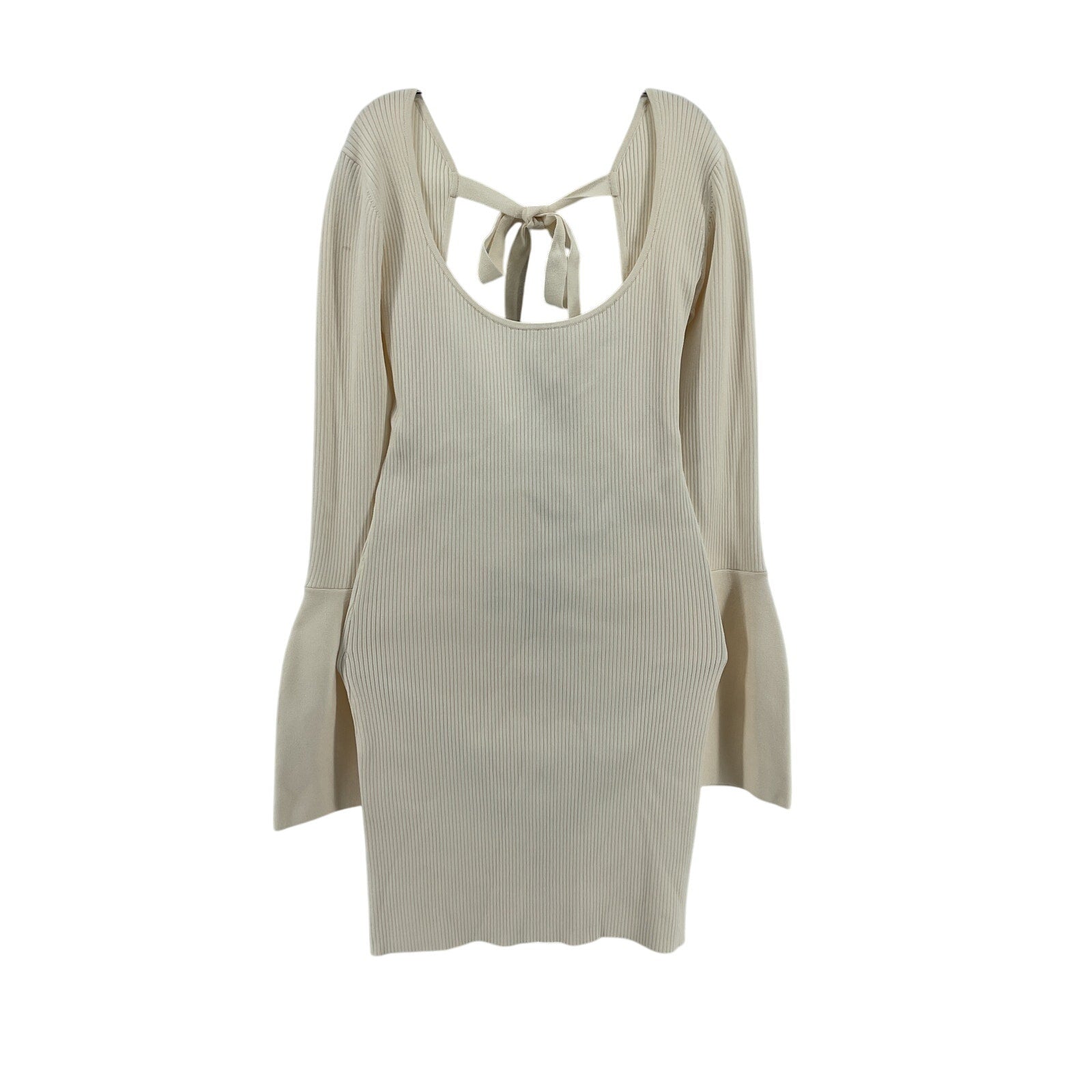 Alexis 'Terza' Cream Rayon Open-Back Ribbed-Knit Mini Dress Size S