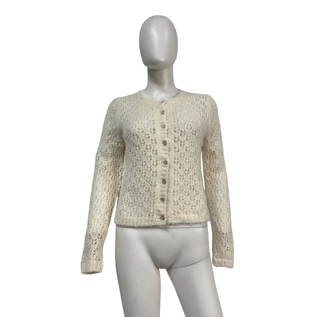 Reformation 'Clara' Cream Merino Wool Crew Cardigan Size XS