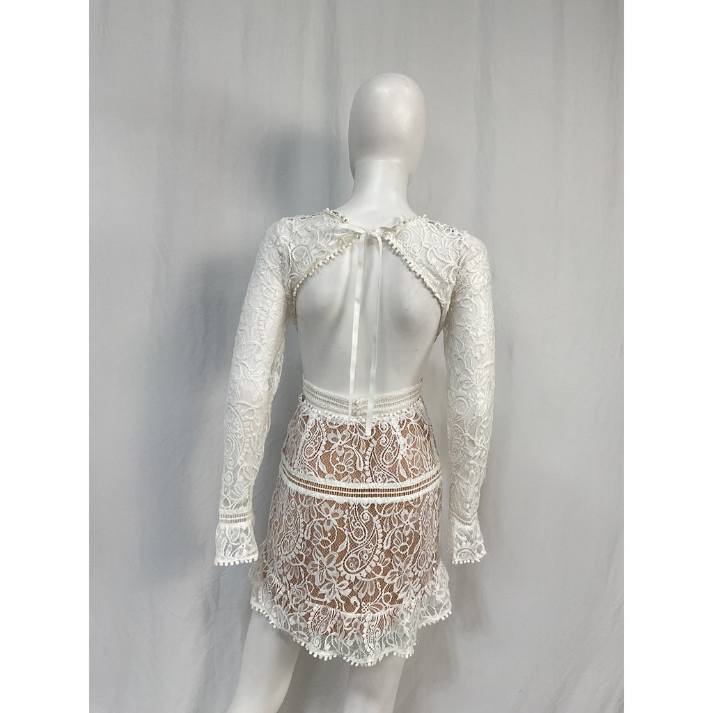 For Love & Lemons 'Emerie' White Nylon Cut Out Dress Size S