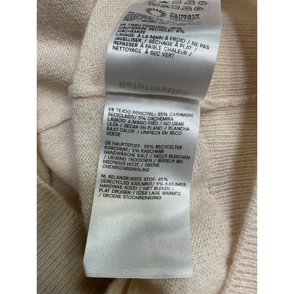 Reformation 'Louise' Cream Cashmere Polo Sweater Size S