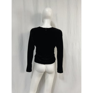 Veronica Beard 'Pelona' Black Rayon Stretch-Velvet Top Size 6