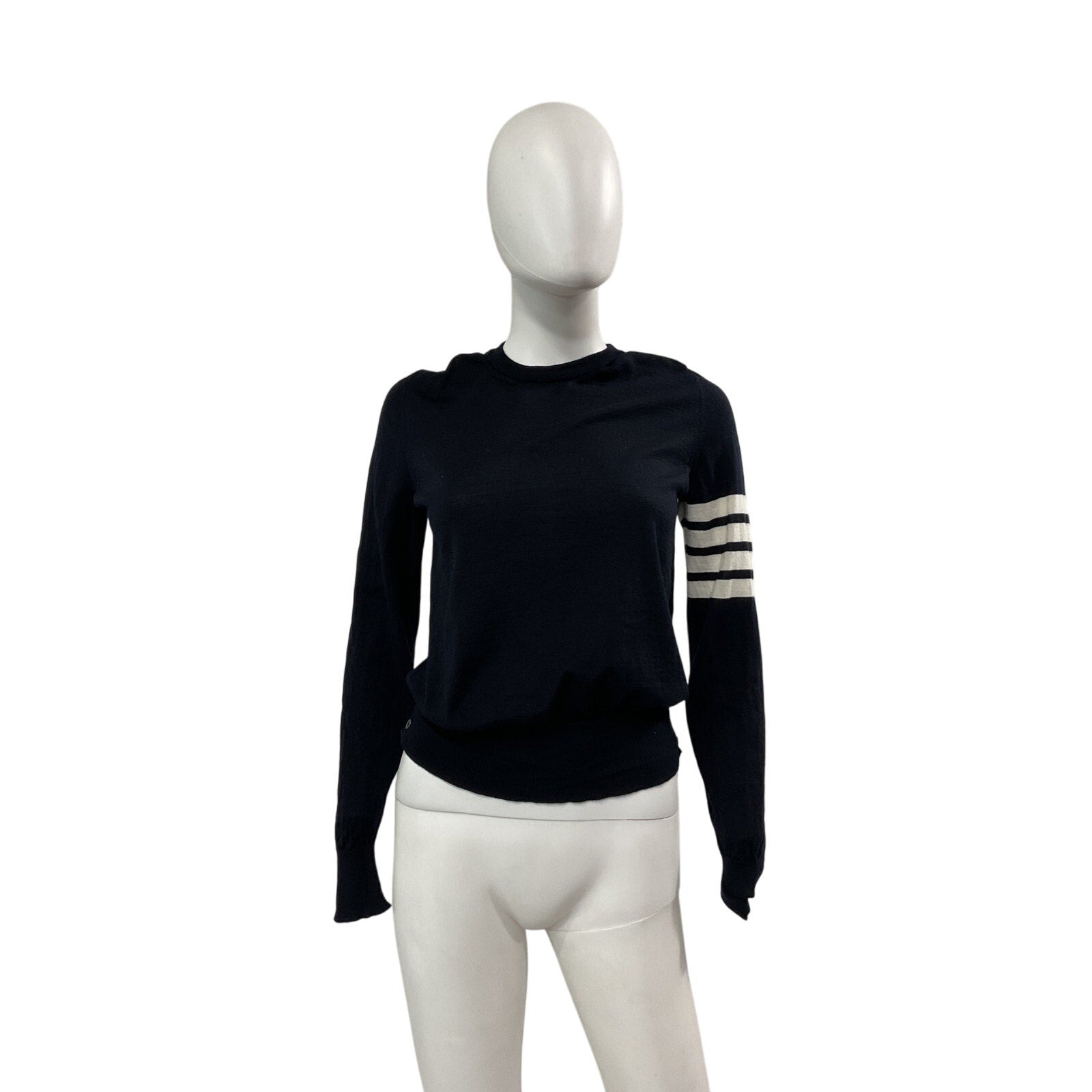 Thom Browne Navy Merino Wool 4-Bar Sweater Size M