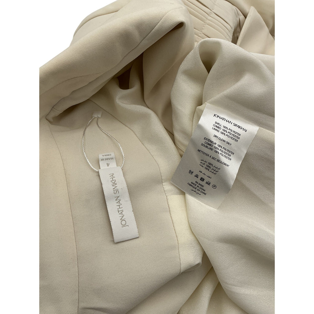 Jonathan Simkhai 'Lizzie Sartorial' Beige Polyester Pleated Crepe Blazer Size 4