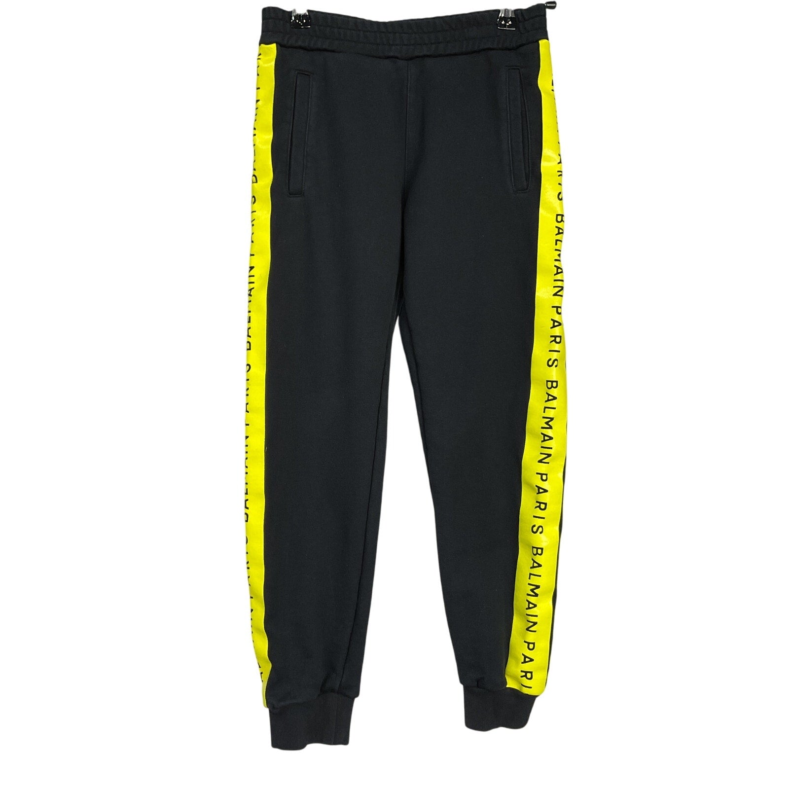 Balmain Paris Logo Black Cotton Stripe Joggers Size 12A