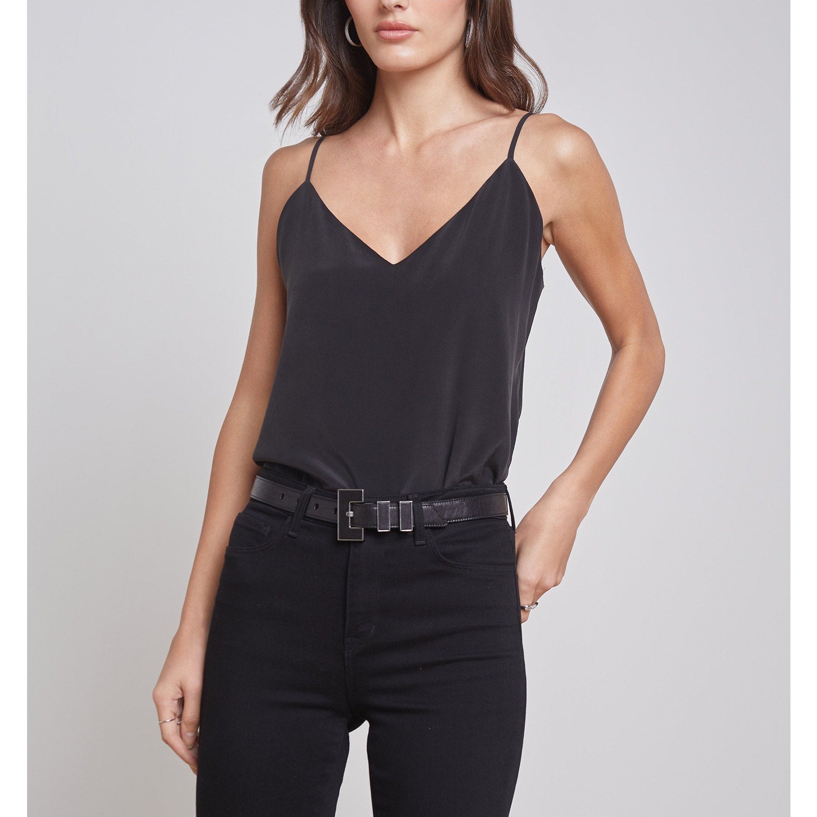L'Agence 'Jane' Black Silk Camisole Top Size S