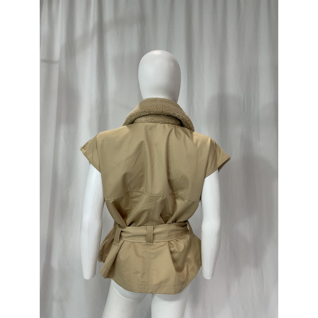 Marissa Webb 'Frankie' Beige Faux Shearling And Canvas Vest Size L