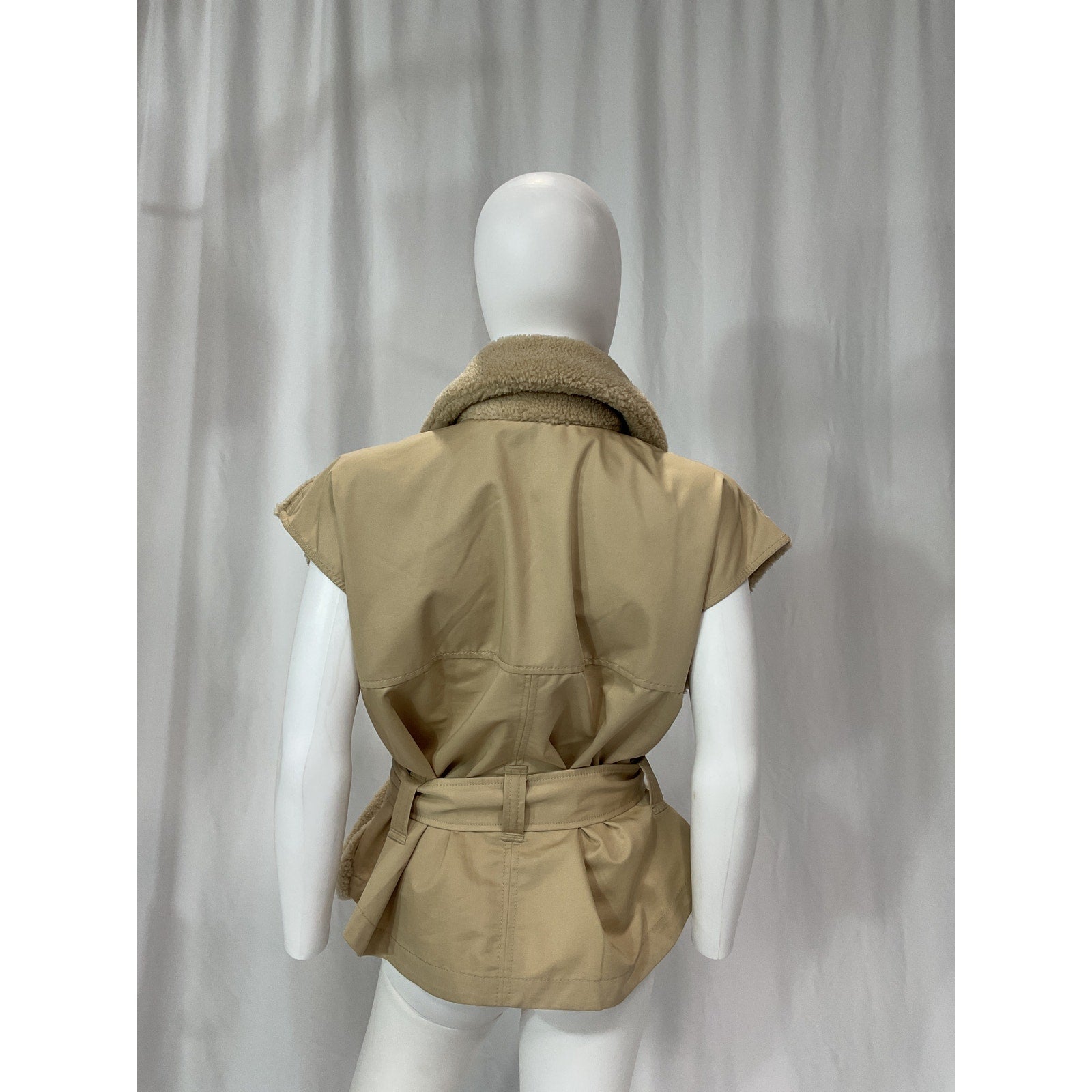 Marissa Webb 'Frankie' Beige Faux Shearling And Canvas Vest Size L